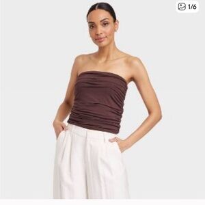 3/$15 Chocolate Brown Ruched Tube Top